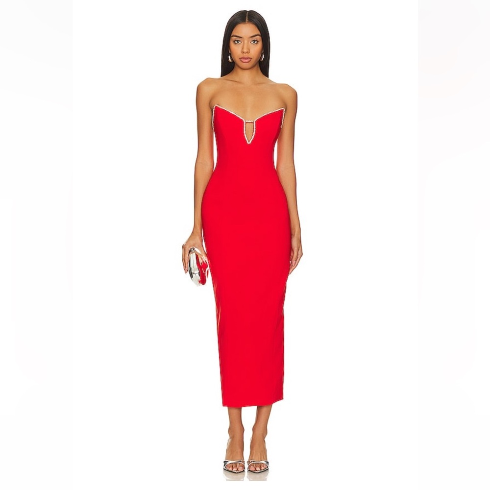 Runaway The Label Red Bec Midi Dress Size Small NWT